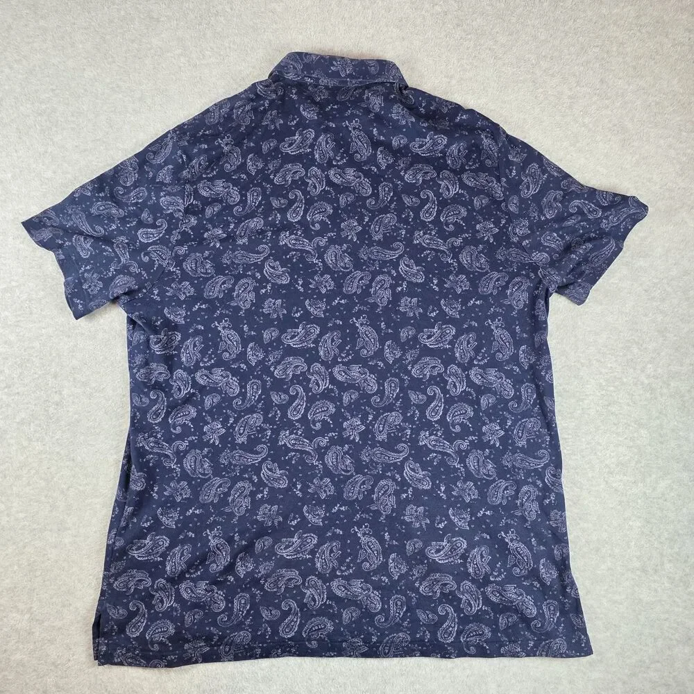 Polo Ralph Lauren Men's Polo Shirt XL Navy Paisley Bandana Print Cotton
